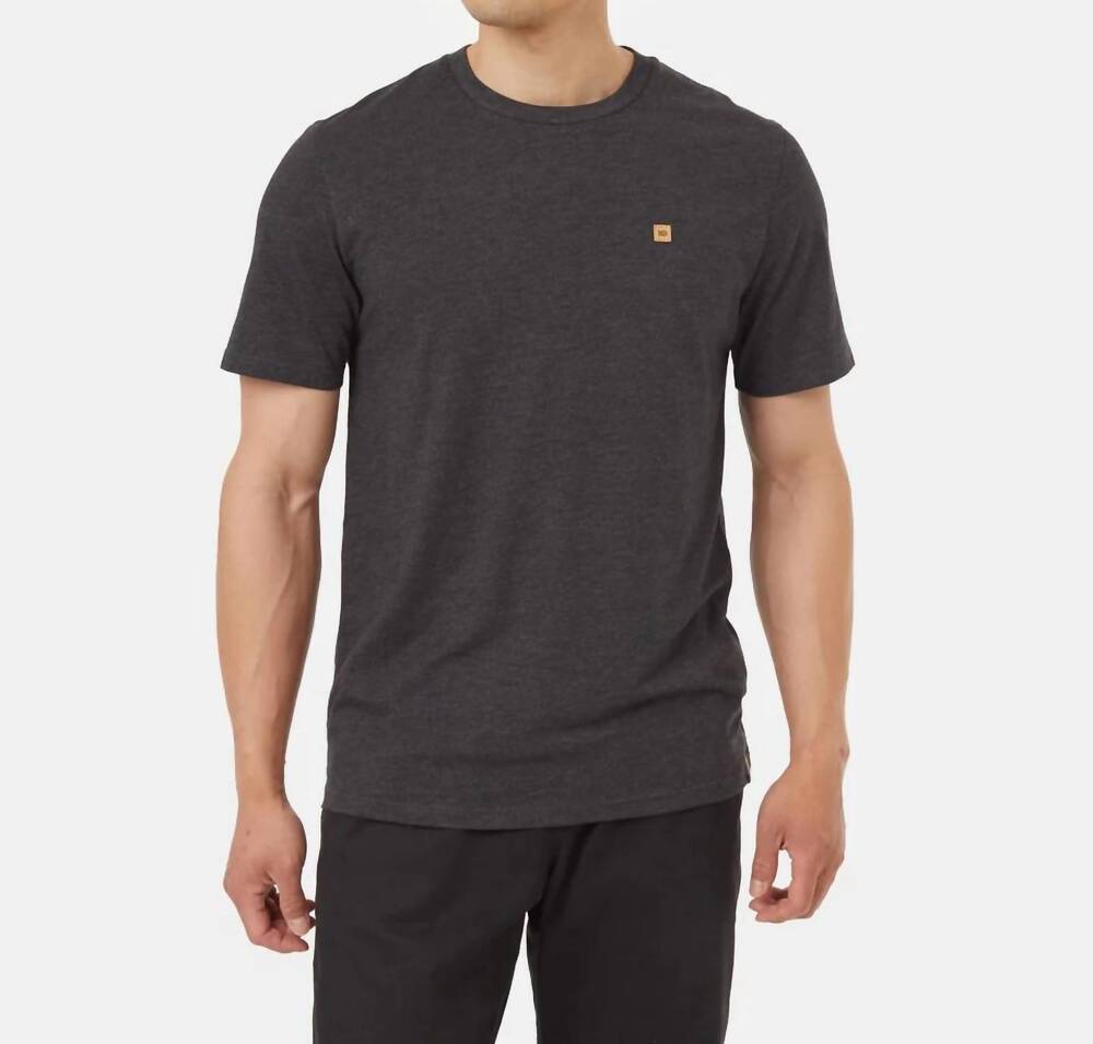 NEW TENTREE eco ribbed neck band tee in charcoal